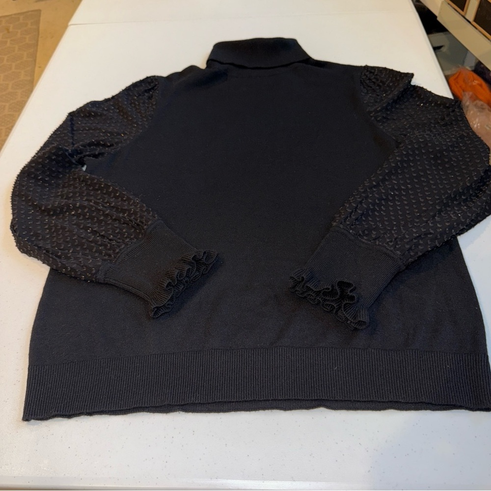 LOFT Black Turtleneck Sweater Women’s Large‎ Long Sleeve Knit Sparkle